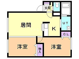 プレミールA館 2LDKの間取図画像
