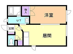 バイタリティーハイツ 1LDKの間取図画像