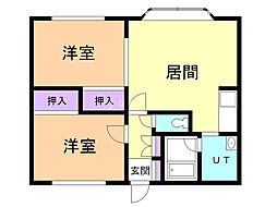コーポアウル 2LDKの間取図画像