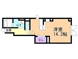 ベリエ ワンルームの間取図画像