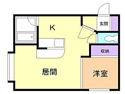 プロム'93 1DKの間取図画像