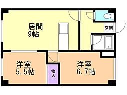 アルコバレーノ3 2DKの間取図画像