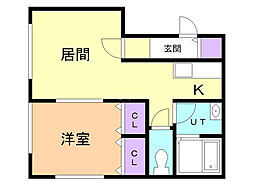 メゾン・ラ・ファイエット苫小牧1 1LDKの間取図画像