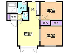 ハイツ岡山A 2LDKの間取図画像