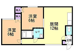 レインボーハウス白老No.9 2LDKの間取図画像