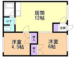 ハイツまるいNo.56 2LDKの間取図画像