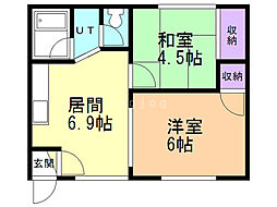 ヒルズジュエリーC 2DKの間取図画像