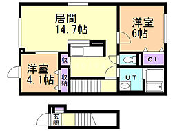 クリスタル・ピーク2 2LDKの間取図画像