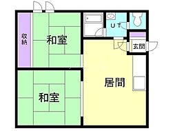 コーポやかた 2LDKの間取図画像