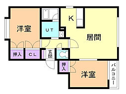 ボヌールナン 2LDKの間取図画像