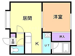 ロジェ住吉 1DKの間取図画像