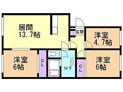 第2ブリリアント若草 3LDKの間取図画像
