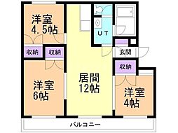 グランドハイツ日新5 3LDKの間取図画像