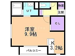 アリエッタ船見A 1Kの間取図画像