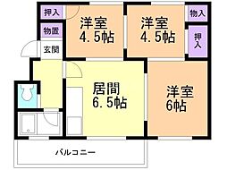 はまなす 3DKの間取図画像