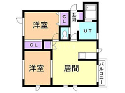 ヴェルデ 2LDKの間取図画像