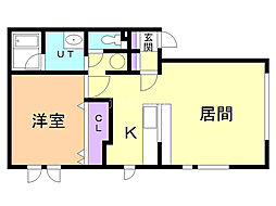 プリマードはまなす2 1LDKの間取図画像