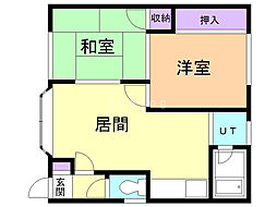 グランドハイツ花園 2LDKの間取図画像