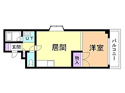 グランドール美園 1DKの間取図画像