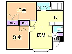 シルキーブルー 2LDKの間取図画像