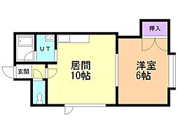 コーポソレイユ2 1DKの間取図画像