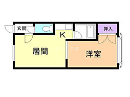 ハイツピーコック 1DKの間取図画像