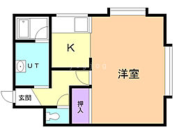 クリスタルハーモニー17 1Kの間取図画像