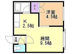 アトラス新生台B 1LDKの間取図画像