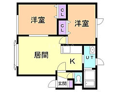 スターライト瞬 2LDKの間取図画像
