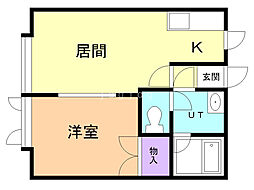 メモリアル2 1DKの間取図画像