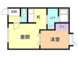 LA 1LDKの間取図画像