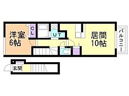 コーポミューゲ 1LDKの間取図画像