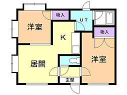 レガシー明野 2DKの間取図画像