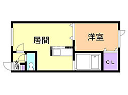 エトワールのぞみK 1LDKの間取図画像