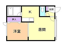 センチュリーK6 1DKの間取図画像
