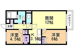 Jステージ拓勇 2LDKの間取図画像