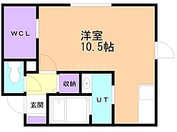 ロイヤルハイム北光A ワンルームの間取図画像