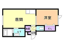ロイヤルハイム拓勇西町B 1LDKの間取図画像