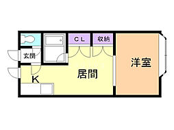 ポップハウス#3 1DKの間取図画像