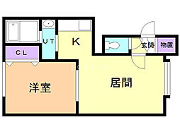 グリシーヌ・ルージュ 1LDKの間取図画像