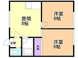 ラ・レイ2 2DKの間取図画像