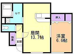 ロイヤルハイム明野新町J 1LDKの間取図画像