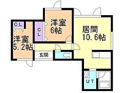レガーロ緑町C棟 2LDKの間取図画像
