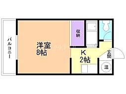 コーポボラススピティ 1Kの間取図画像