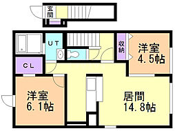 エリーナA 2LDKの間取図画像