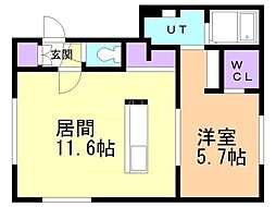仮)ノルフィーノ美園III 1LDKの間取図画像