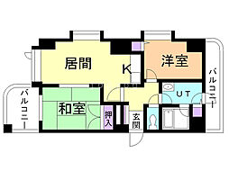 ライオンズマンション苫小牧錦町 2LDKの間取図画像