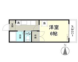 リバティハイツ 1Kの間取図画像