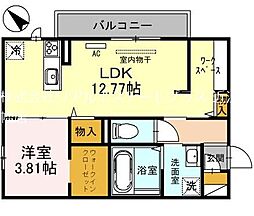 サニー・サイド 2階1LDKの間取り