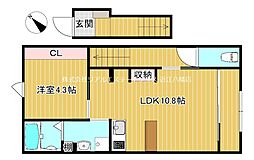 Woodstock Nest 2階1LDKの間取り